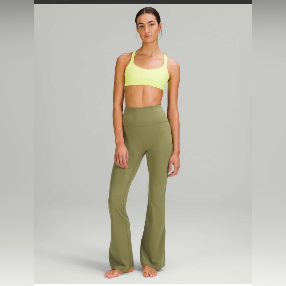 Lululemon Groove Super High Rise Flared Pant Nulu 14 Bronze Green